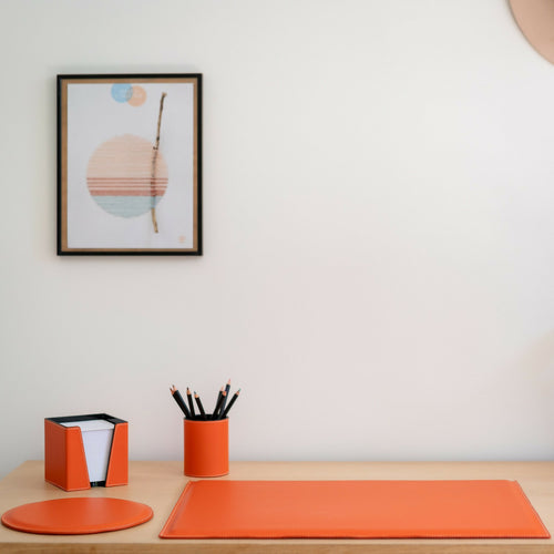 Sous-main double cuir Orange | EMPREINTES Paris - EMPREINTES Paris