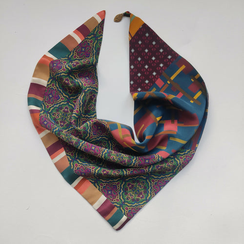 Foulard pointe soie- mosaïque stripe blue | EMPREINTES Paris - EMPREINTES Paris