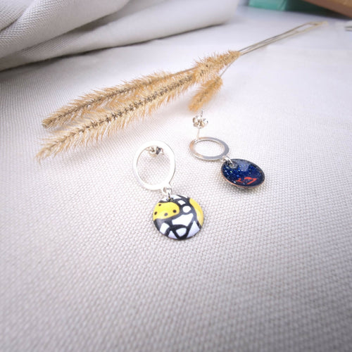 Puces d’oreilles Pop Art en Émail sur cuivre - Jaune | EMPREINTES Paris - EMPREINTES Paris