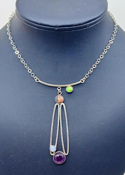 Collier en argent, améthystes, turquoise mojave et jaspe | EMPREINTES Paris - EMPREINTES Paris