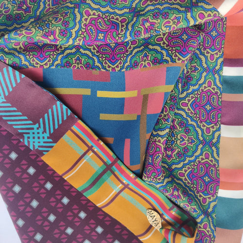 Foulard pointe soie- mosaïque stripe blue | EMPREINTES Paris - EMPREINTES Paris