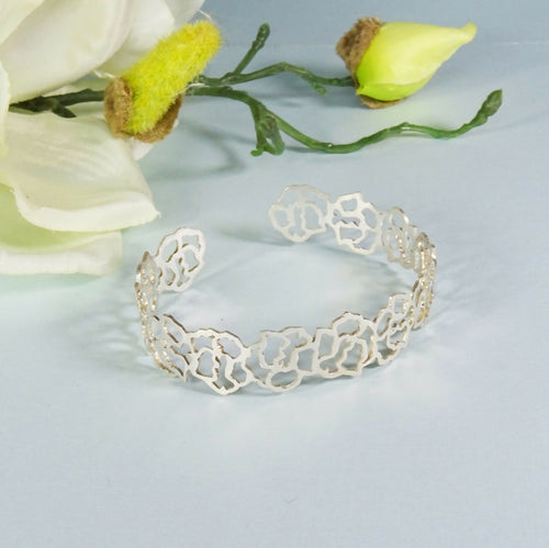 Bracelet argent ajouré floral Boutons de roses | EMPREINTES Paris - EMPREINTES Paris