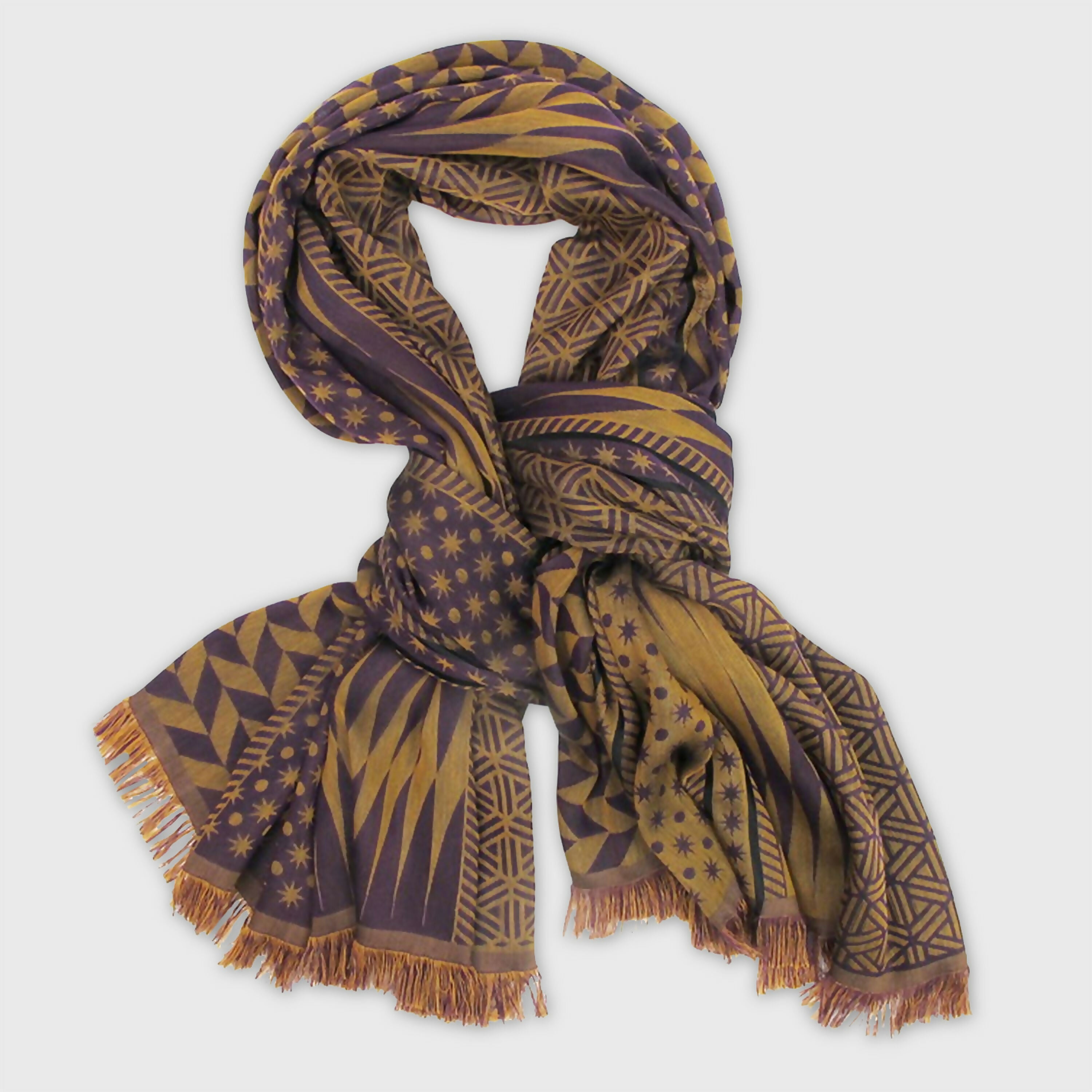 Écharpe Maxi Coton Soie Prune Curry PLANETARIUM | EMPREINTES Paris
