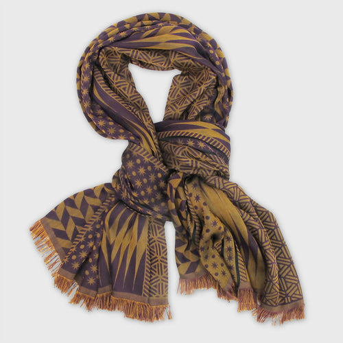 Écharpe Maxi Coton Soie Prune Curry PLANETARIUM | EMPREINTES Paris - EMPREINTES Paris