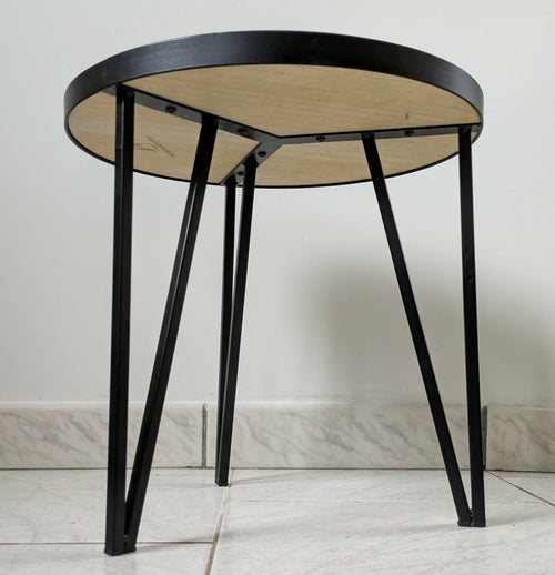 Table d'appoint pieds métal et plateaux avec marqueterie de Paille dorée | EMPREINTES Paris - EMPREINTES Paris