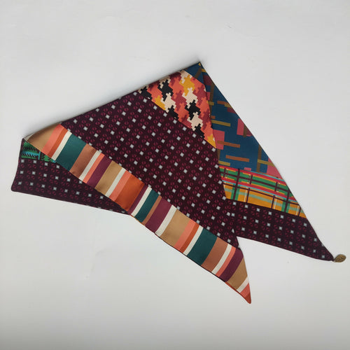 Foulard pointe soie- geometric blue | EMPREINTES Paris - EMPREINTES Paris