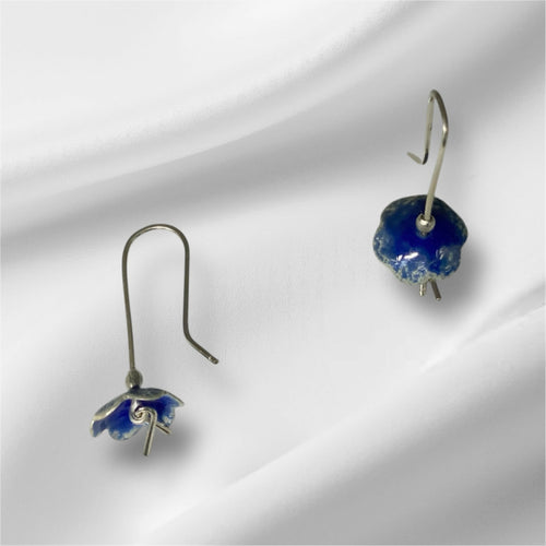 Boucles d'oreilles en argent fin émaillé - Bleu électrique | EMPREINTES Paris - EMPREINTES Paris