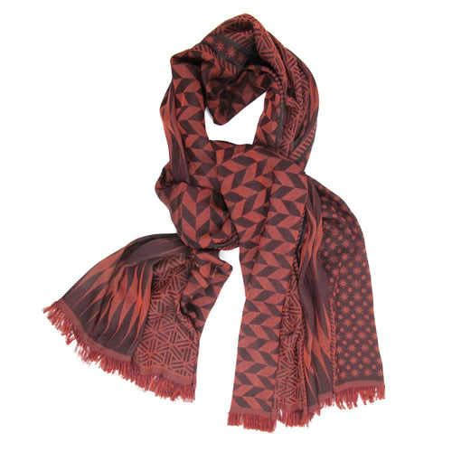Écharpe Maxi Coton Soie Bourgogne Orange PLANETARIUM | EMPREINTES Paris - EMPREINTES Paris