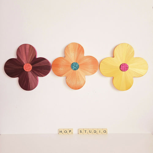 FlowerPower - fleur en marqueterie de paille bordeaux | EMPREINTES Paris - EMPREINTES Paris