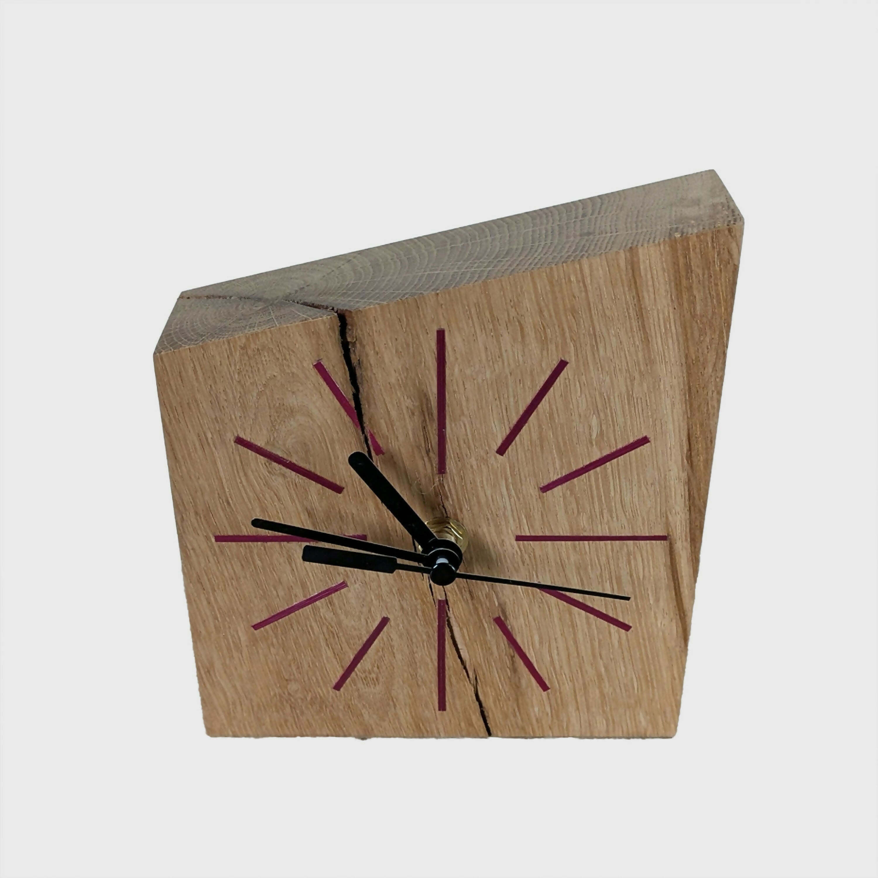 Horloge de bureau en Chêne massif et Marqueterie de paille Bordeaux | EMPREINTES Paris