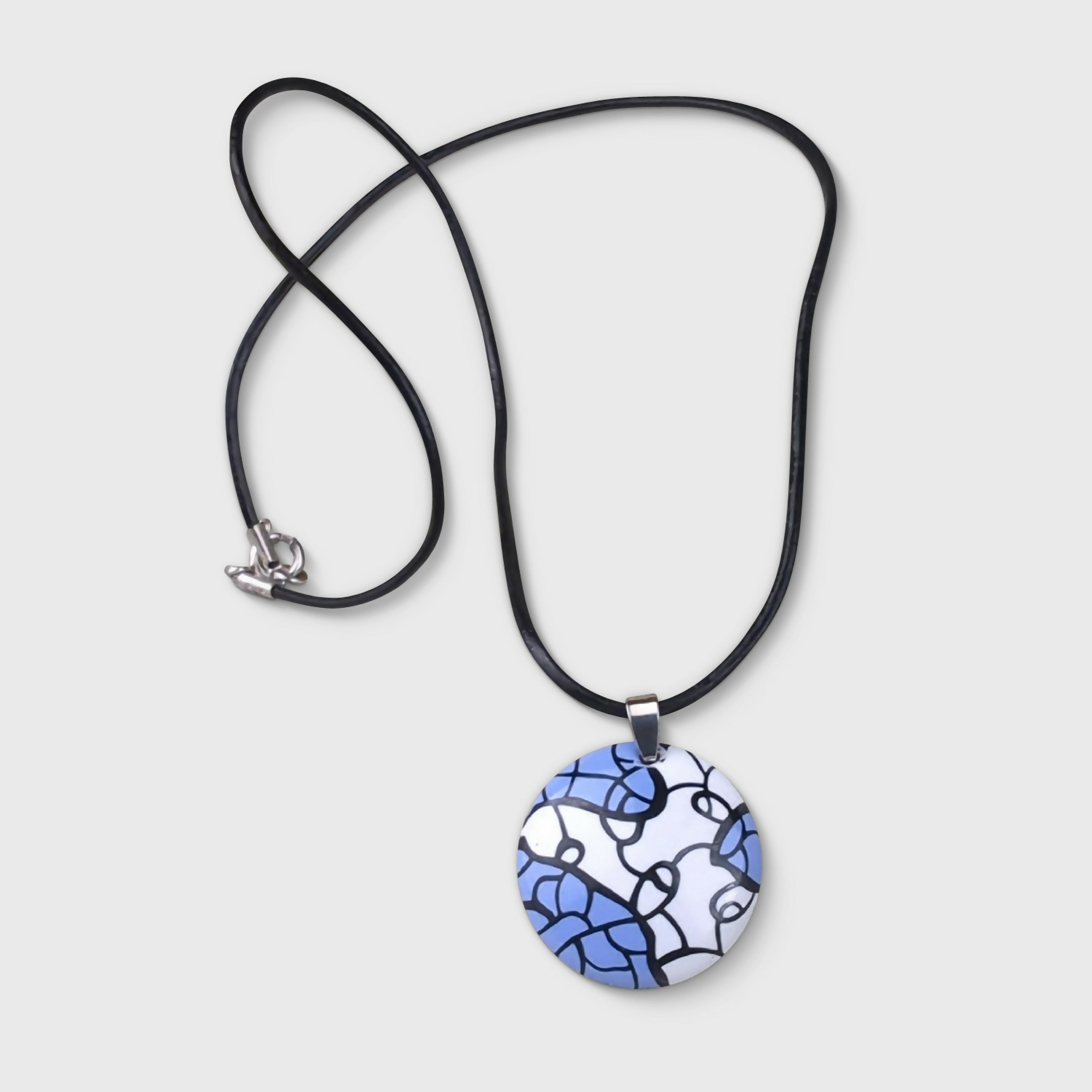 Collier Pop Art en émail sur cuivre - Bleu Lavande | EMPREINTES Paris