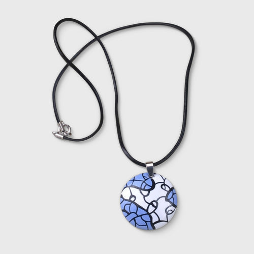 Collier Pop Art en émail sur cuivre - Bleu Lavande | EMPREINTES Paris - EMPREINTES Paris