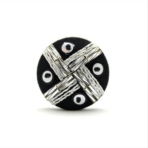 Broche Aimantée Tissage Argent - le bouton haute couture copie | EMPREINTES Paris - EMPREINTES Paris