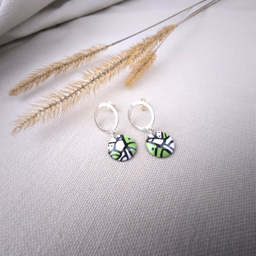 Puces d’oreilles Pop Art en Émail sur cuivre - Vert | EMPREINTES Paris - EMPREINTES Paris