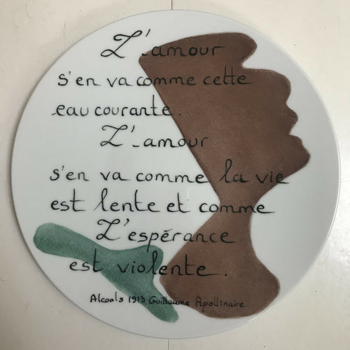 Assiette murale Poésie Amour Apollinaire | EMPREINTES Paris - EMPREINTES Paris