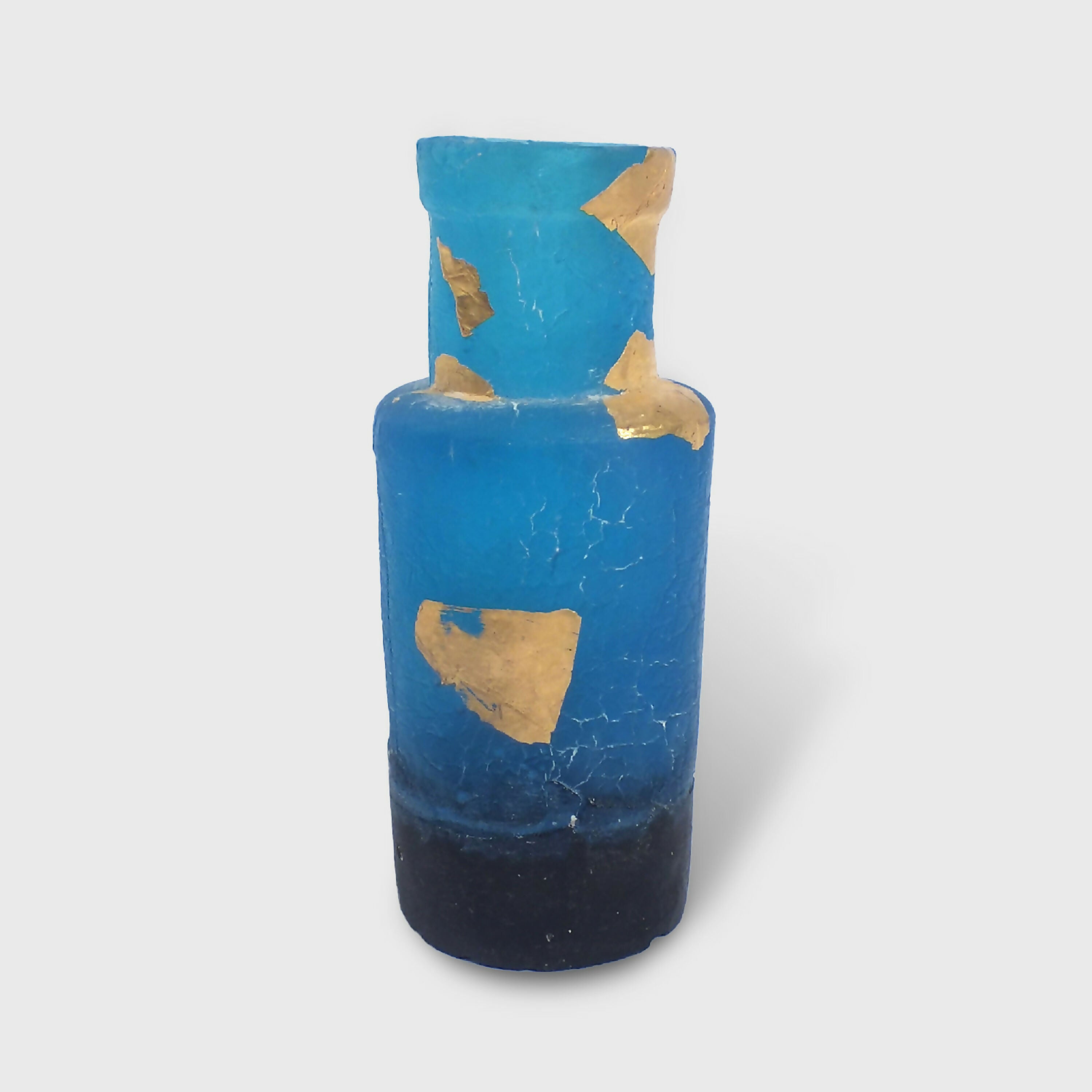 Petit Flacon bleu et noir à décor abstrait avec paillons d