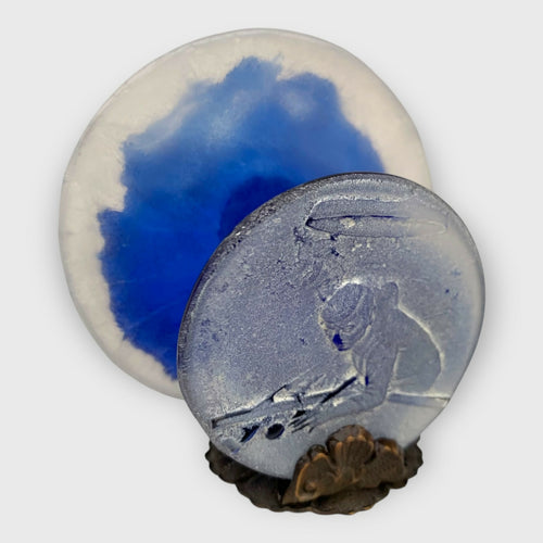 porte carte bleu, joueur billard, art décoratif, cadeau decoration bleu, collection originale, article de bureau, cadeau pour homme, piece unique createur, made in France | EMPREINTES Paris - EMPREINTES Paris