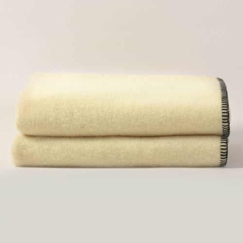 Plaid Haute Laine Naturelle Ivoire finition galon noir | EMPREINTES Paris - EMPREINTES Paris