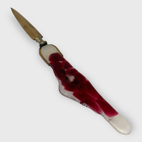 ouvre-lettre couteau artisanal cadeau homme objet de collection unique cristal moulé rouge carmin grenouille et abeilles | EMPREINTES Paris - EMPREINTES Paris