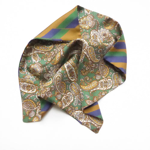 Pochette soie homme - cachemire geometrique vert | EMPREINTES Paris - EMPREINTES Paris