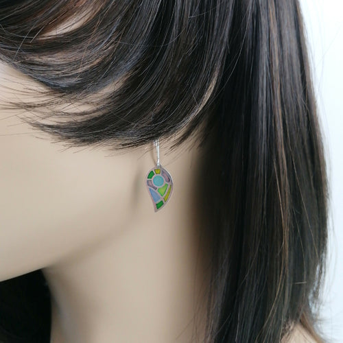 Feuilles Plumes Multi- couleurs - Boucles d'oreilles en émail | EMPREINTES Paris - EMPREINTES Paris