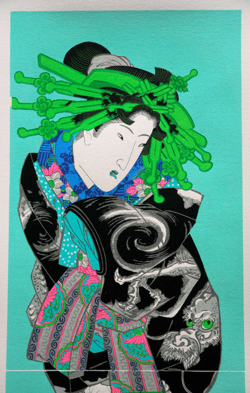 Kesai Eisen : Portrait d'une oiran - Sérigraphie - Coloris au choix | EMPREINTES Paris - EMPREINTES Paris