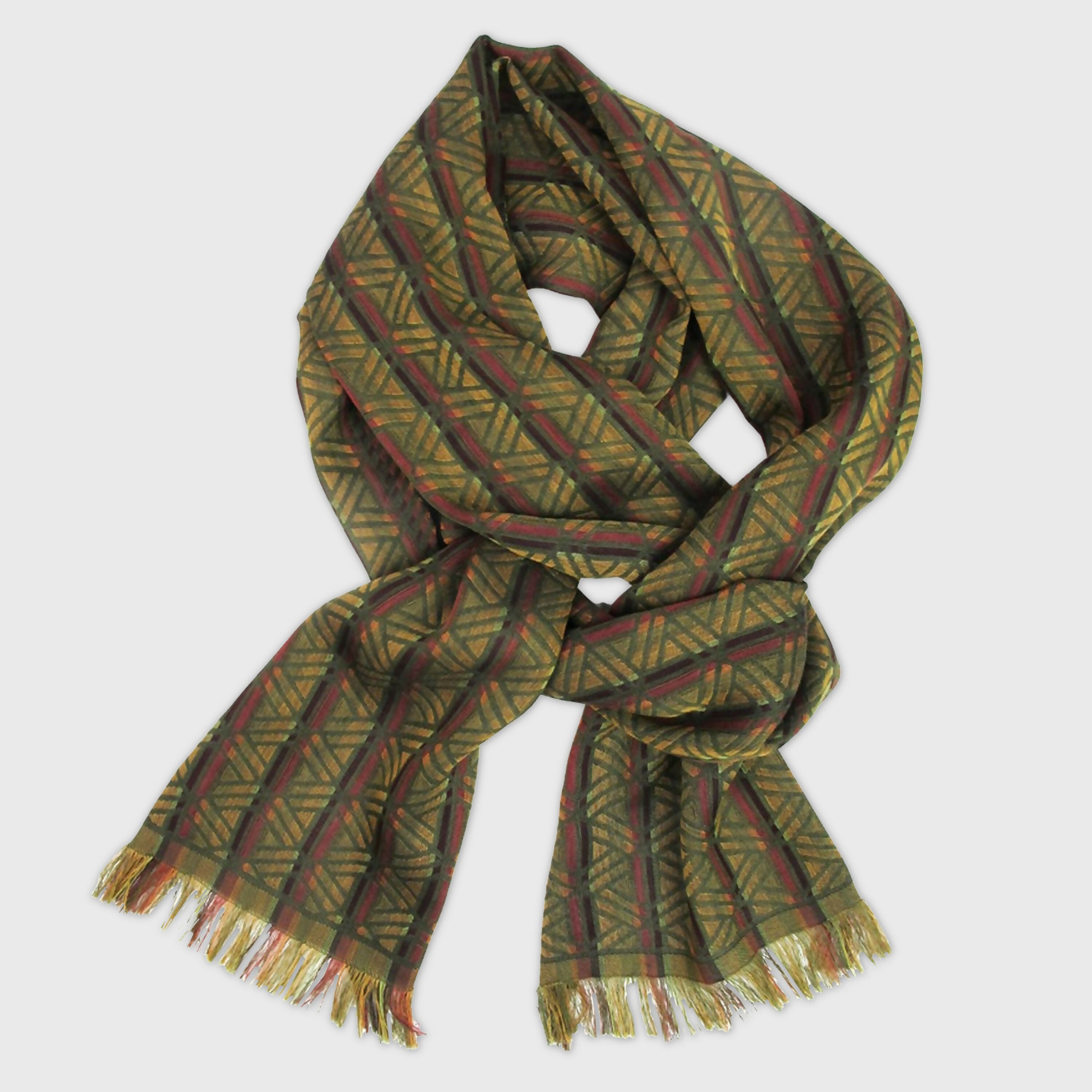 Écharpe étroite coton soie kaki multico infini | EMPREINTES Paris