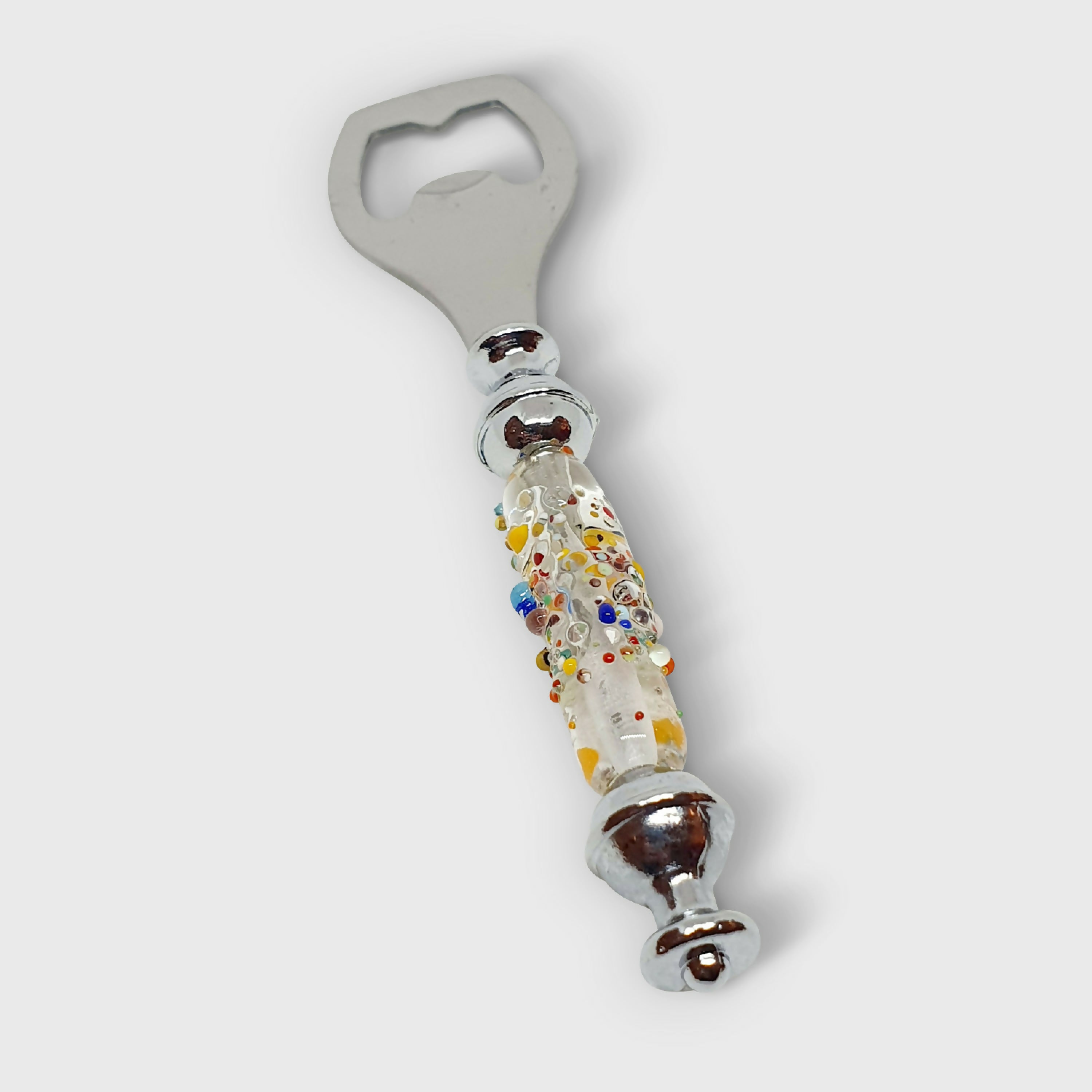 Décapsuleur en verre transparent et éclats multicolores | EMPREINTES Paris