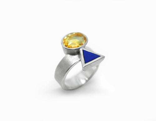 Bague Cairn Argent, Lapis lazuli et Citrine | EMPREINTES Paris - EMPREINTES Paris