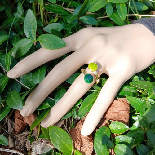 Bague 2 perles d'émail sur argent plaqué or | EMPREINTES Paris - EMPREINTES Paris