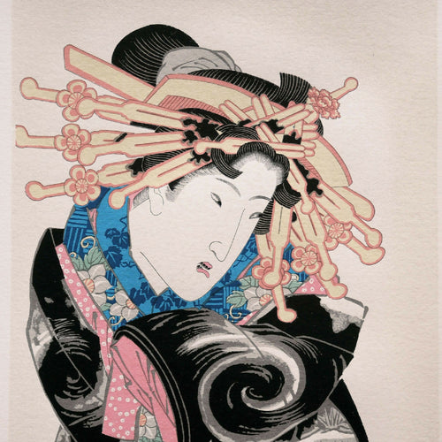 Kesai Eisen : Portrait d'une oiran - Sérigraphie - Coloris au choix | EMPREINTES Paris - EMPREINTES Paris