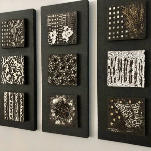Bas relief tableau grès noir et porcelaine collection triptyque 5 | EMPREINTES Paris - EMPREINTES Paris