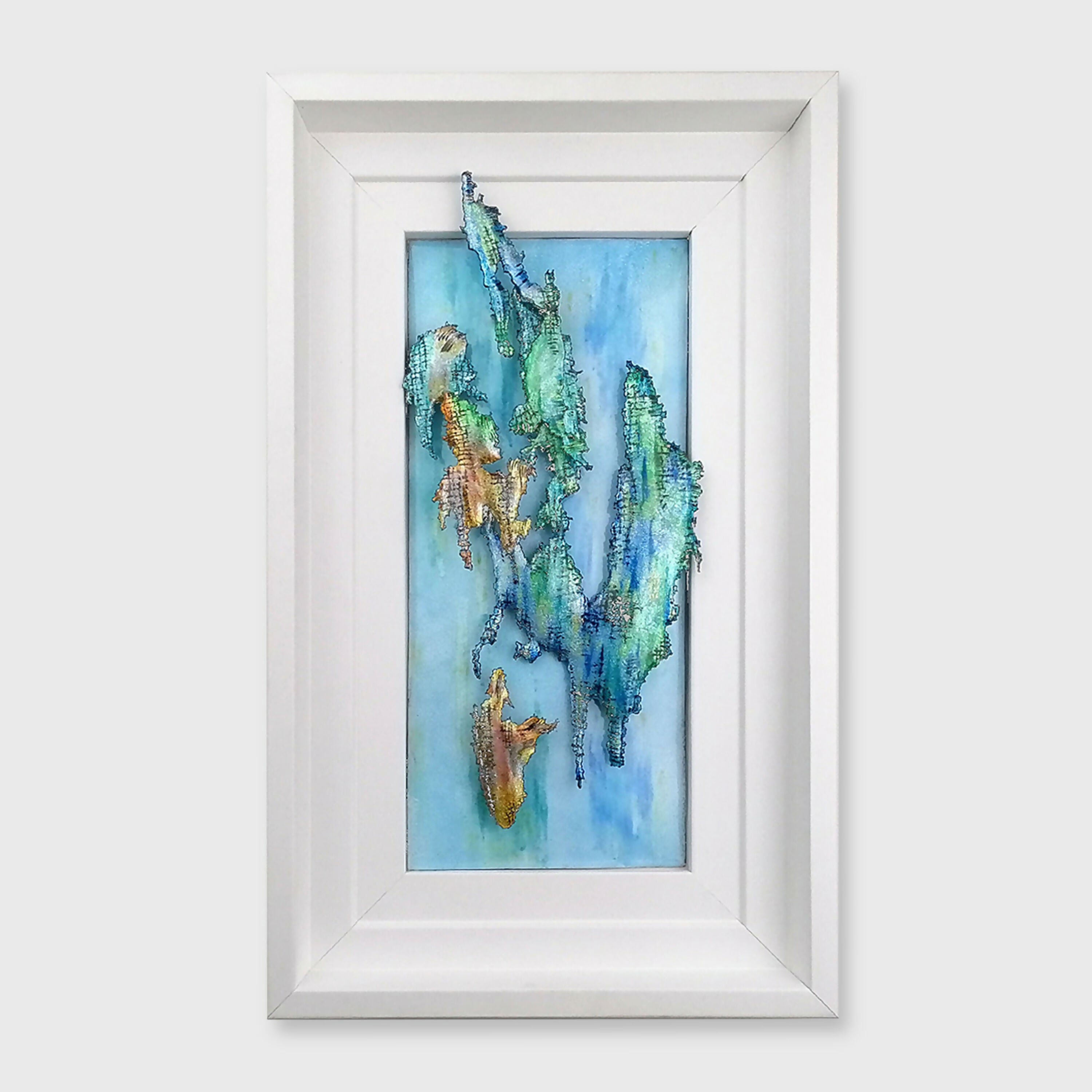 Déliquescence - Tableau en émail 3D sur cuivre et feuilles d