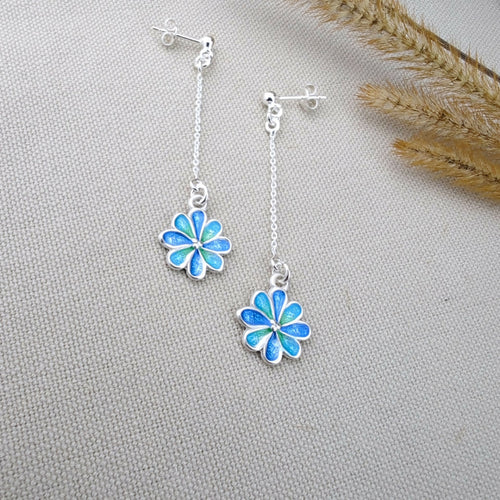 Boucles d'oreilles Marguerite en émail champlevé sur argent | EMPREINTES Paris - EMPREINTES Paris