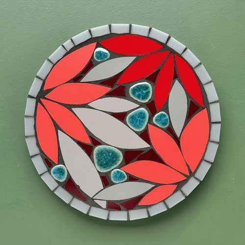 Dessous-de-plat mosaïque Magnolia rouge, gris et bleu | EMPREINTES Paris - EMPREINTES Paris