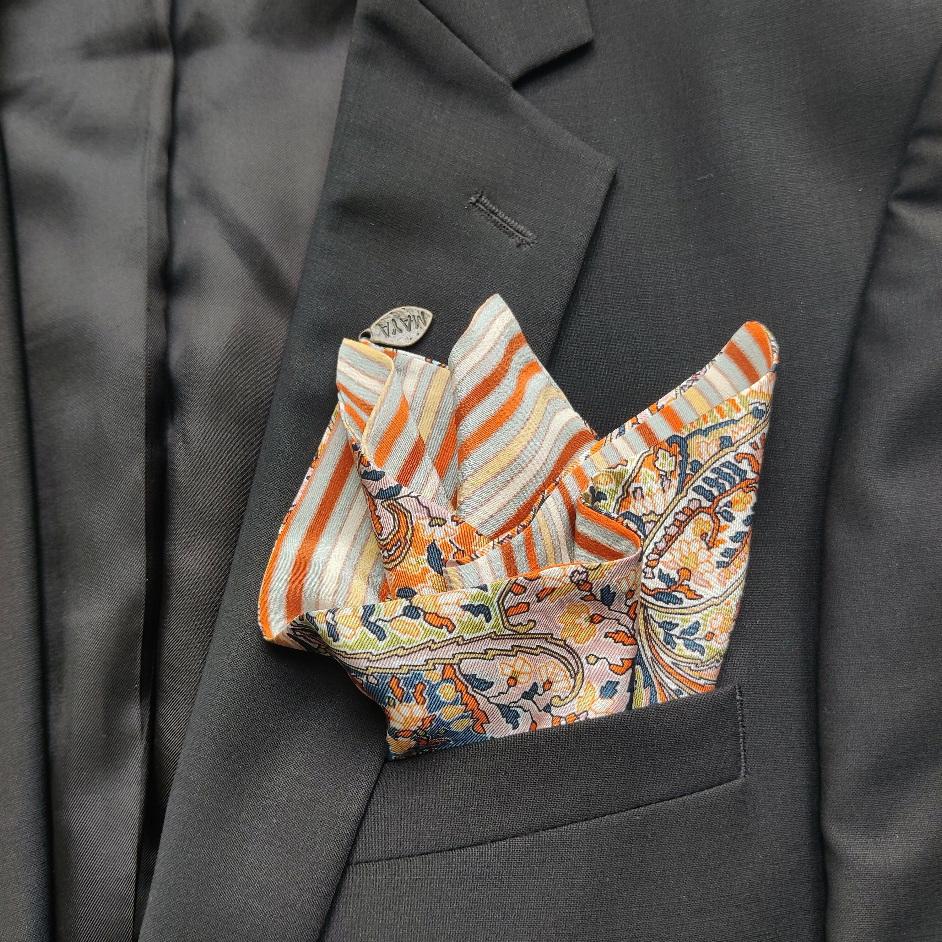 Pochette soie homme - cachemire stripe pastel | EMPREINTES Paris