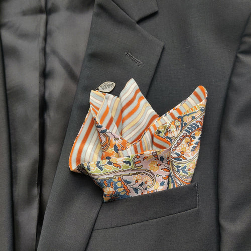 Pochette soie homme - cachemire stripe pastel | EMPREINTES Paris - EMPREINTES Paris