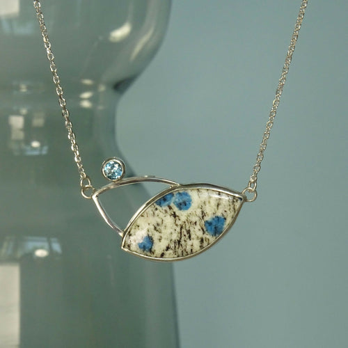 Pendentif Galaxie bleue en argent avec Jaspe K2 et Topaze - lumiss design copie | EMPREINTES Paris - EMPREINTES Paris