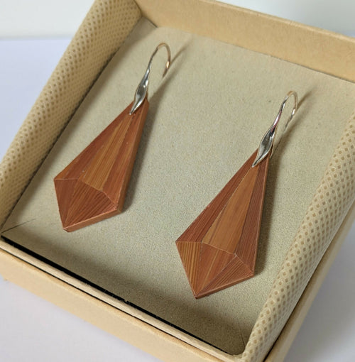 Boucles d'oreilles Cristal avec marqueterie de paille Cuivre - crochets argent | EMPREINTES Paris - EMPREINTES Paris