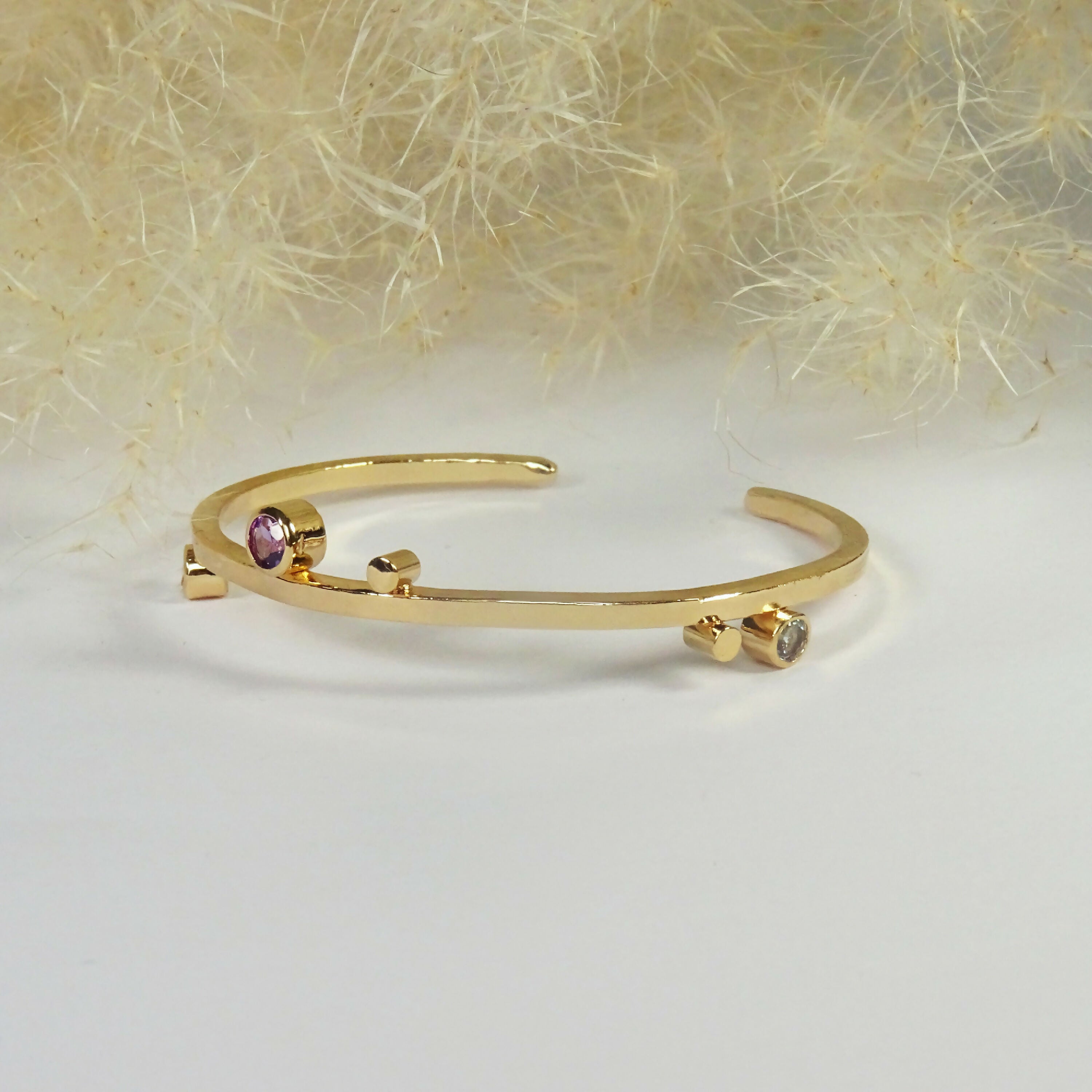 Bracelet plaqué or Cinq bulles avec l