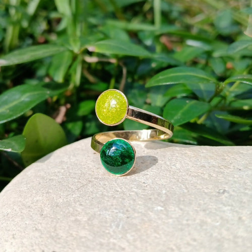 Bague 2 perles d'émail sur argent plaqué or | EMPREINTES Paris - EMPREINTES Paris