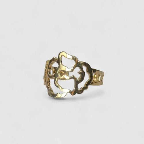 Bague plaqué or ajourée Bouton de rose | EMPREINTES Paris - EMPREINTES Paris