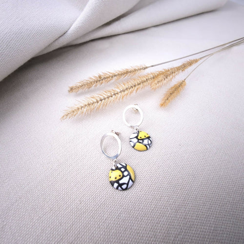 Puces d’oreilles Pop Art en Émail sur cuivre - Jaune | EMPREINTES Paris - EMPREINTES Paris