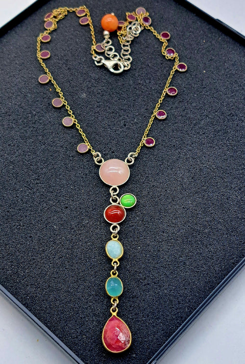 Collier argent rubis quartz rose | EMPREINTES Paris - EMPREINTES Paris