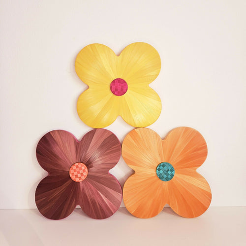 FlowerPower - fleur en marqueterie de paille jaune | EMPREINTES Paris - EMPREINTES Paris