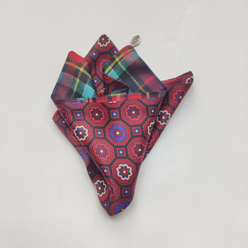 Pochette soie homme - check mosaiquerouge | EMPREINTES Paris - EMPREINTES Paris