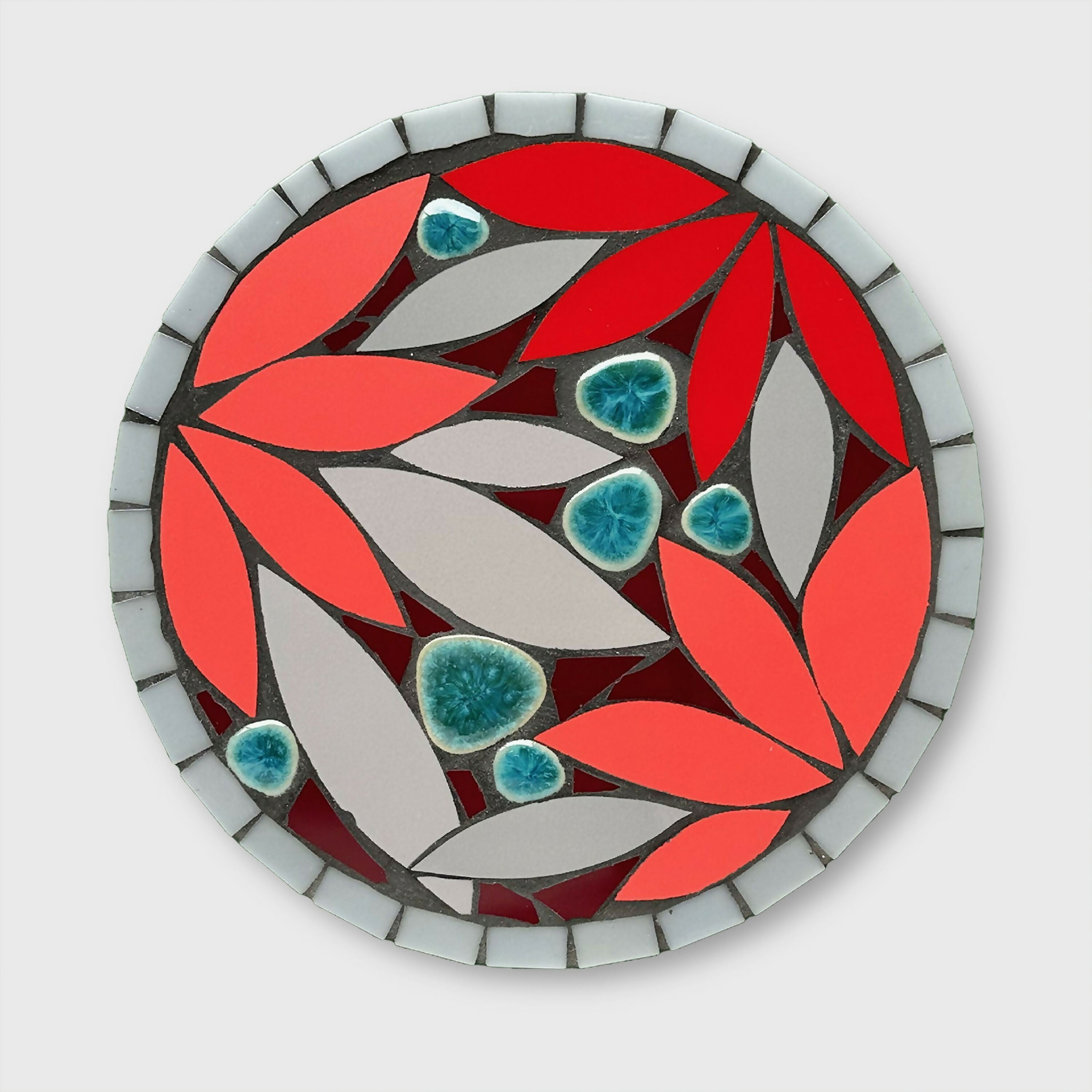 Dessous-de-plat mosaïque Magnolia rouge, gris et bleu | EMPREINTES Paris