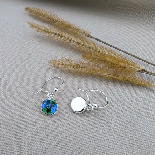 Boucles d'oreilles en émail sur feuille d'argent - Petits ronds | EMPREINTES Paris - EMPREINTES Paris