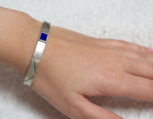 Bracelet jonc Argent et Lapis Lazuli | EMPREINTES Paris - EMPREINTES Paris