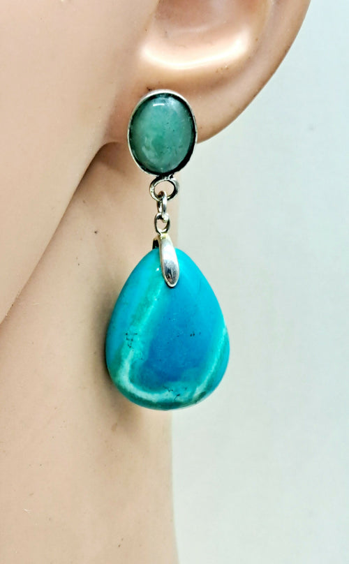 Boucles d'oreilles turquoises de Chine | EMPREINTES Paris - EMPREINTES Paris